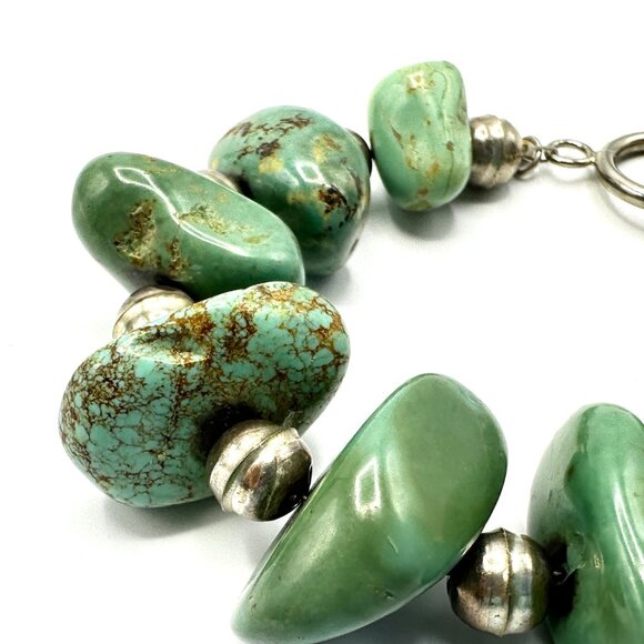 Native American Chunky Turquoise & Sterling Silver Bracelet — EUC - Picture 10 of 13